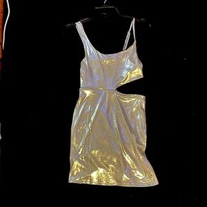 Slit side silver dress